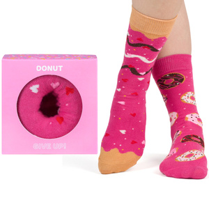 1 Paare von lustigen Socken mit Donutmotiv in einzigartiger Verpackung | Damensocken | SOXO