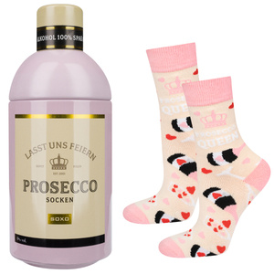 1 Paare von lustigen Socken mit Proseccomotiv in einzigartiger Verpackung | Damensocken | SOXO