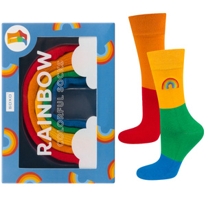 1 Paare von lustigen Socken mit Regenbogenmotiv in einzigartiger Verpackung | Damen-/Herensocken | SOXO