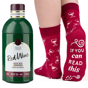 1 Paare von lustigen Socken mit Rotweinmotiv in einzigartiger Verpackung | Damensocken | SOXO