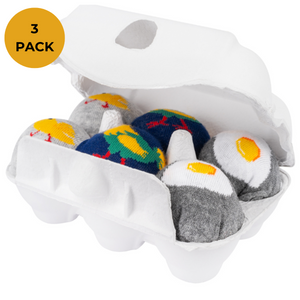 3 Paare von lustigen Socken mit Eggsmotiv in einzigartiger Verpackung | Damen-/Herrensocken | SOXO