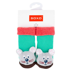 Bunte Babysocken SOXO mit Rassel aus ABS