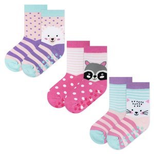 Bunte Set 3x Kinder Socken SOXO mit Haustiere