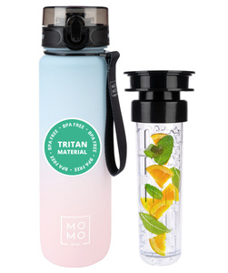 MOMO WAY Wasserflasche blau und rosa | ideal für Reisen | BPA free | Tritan | MOMOWAY