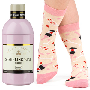 SOXO Damensocken in einer Flasche | Sparkling Wine Muster