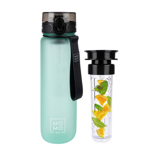 Wasserflasche mit Fruchteinsatz, hellgrün, für Kinder und Erwachsene | BPA free | Tritan | MOMOWAY