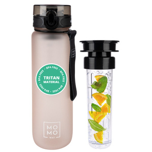 Wasserflasche mit Fruchteinsatz, pulver rosa, für Kinder und Erwachsene | BPA free | Tritan | MOMOWAY