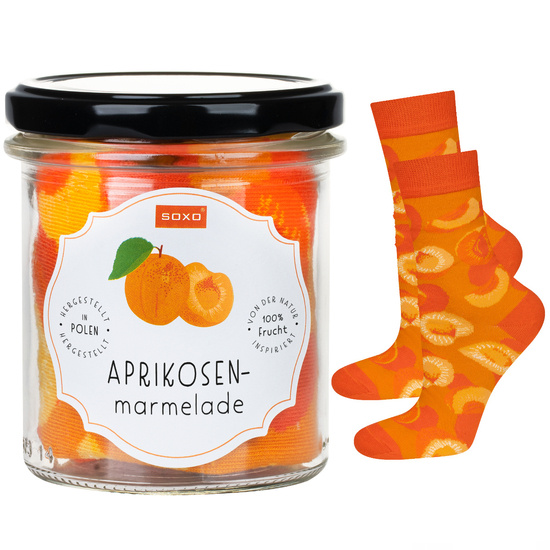 1 Paare von lustigen Socken mit Aprikosen marmelademotiv im eine Glass | Damensocken | SOXO