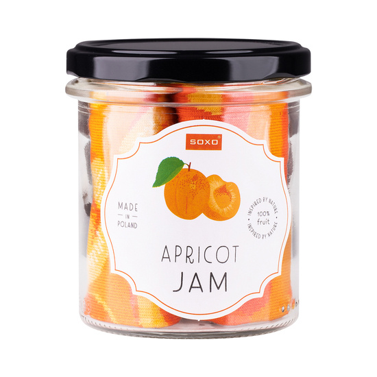 1 Paare von lustigen Socken mit Apricot jammotiv in einem Glas | Damensocken | SOXO