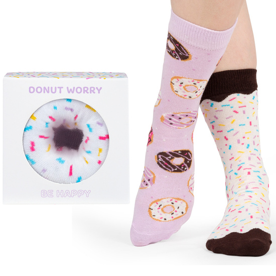 1 Paare von lustigen Socken mit Donutmotiv in einzigartiger Verpackung | Damensocken | SOXO