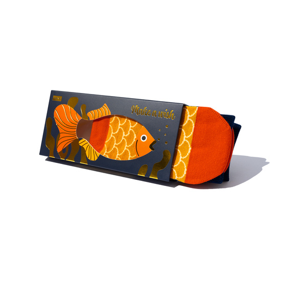 1 Paare von lustigen Socken mit Goldfischmotiv in einzigartiger Verpackung | Damennsocken | SOXO