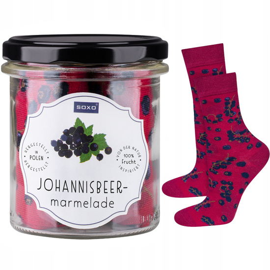 1 Paare von lustigen Socken mit Johannisbeer marmelademotiv im eine Glass | Damensocken | SOXO