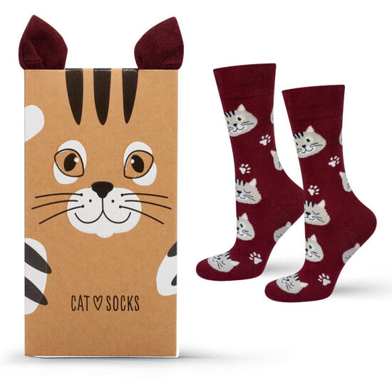 1 Paare von lustigen Socken mit Katzemotiv in einzigartiger Verpackung | Damen-/Herensocken | SOXO
