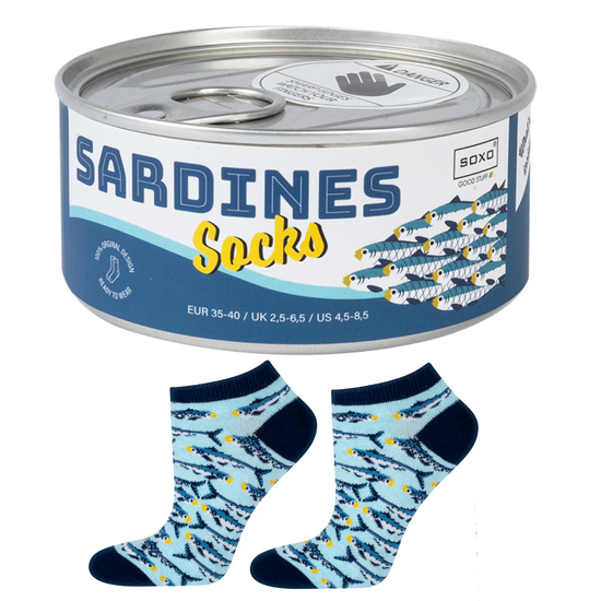 1 Paare von lustigen Socken mit Sardinesmotiv in einzigartiger Verpackung | Damensocken | SOXO