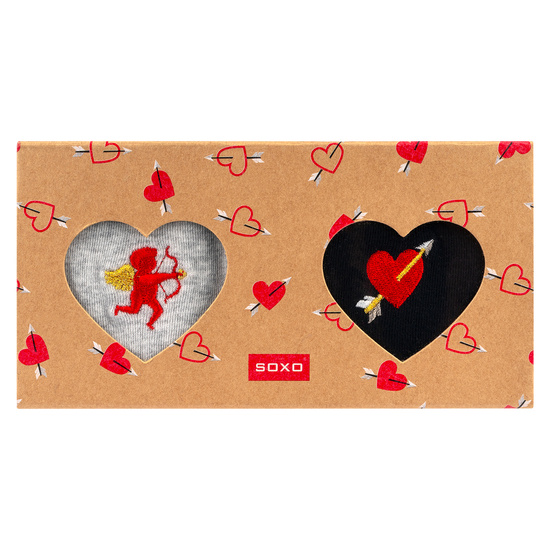 2 Paare von lustigen Socken für Valentinstag im einzigartiger Verpackung | Damen-/Herrensocken | SOXO