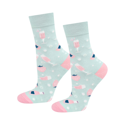 2x SOXO Damensocken fröhlicher Prosecco in der Flasche als Geschenk für Sie