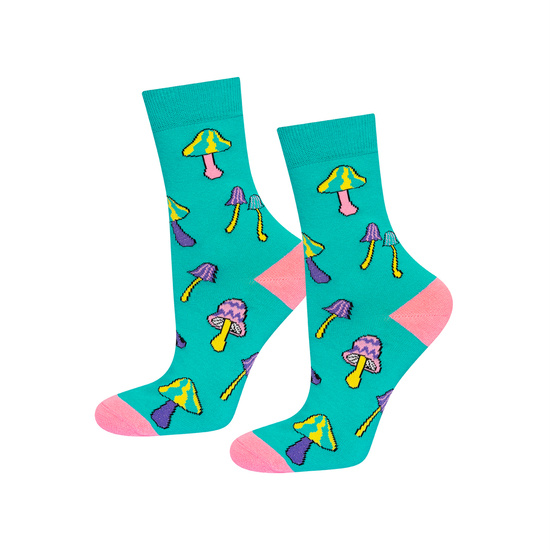 3 Paare von lustigen Socken mit Pilzmotiv in einzigartiger Verpackung | Damensocken | SOXO