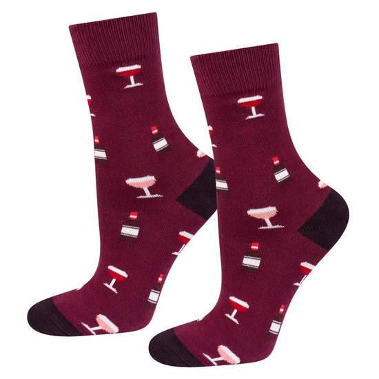 3 Paare von lustigen Socken mit Rotwinemotiv einzigartiger Verpackung| Damensocken | SOXO