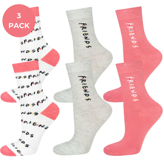 3 Paare von lustigen Socken mit Serie Friendsmotiv | Damensocken | SOXO