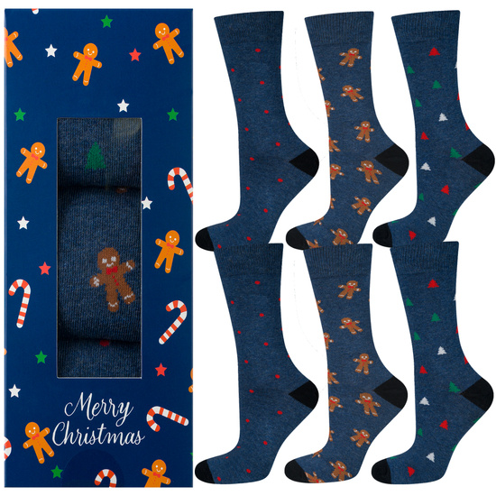 3 Paare von lustigen Socken mit Weihnachten motiv in einzigartiger Verpackung | Herensocken | SOXO