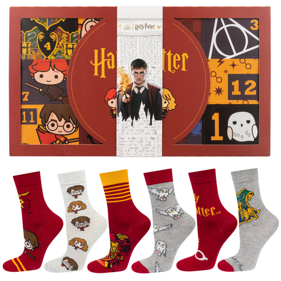 6 Paare von lustigen Socken mit Harry Pottermotiv in einzigartiger Verpackung | Damensocken | SOXO