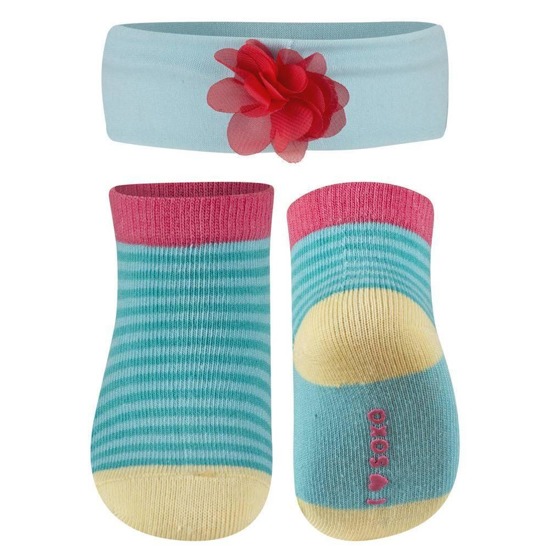 Babyset Blaue SOXO Socken und Stirnband