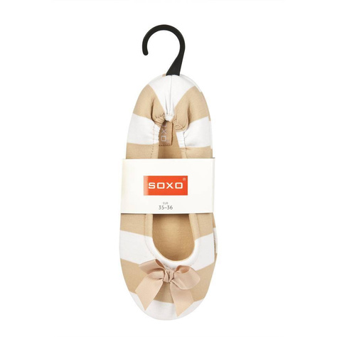 Beige Hausschuhe Damen Ballerinas SOXO mit einem Bogen und weicher Sohle