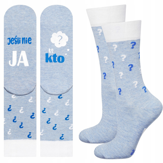 Blau Damen lange Socken SOXO mit polnischen Untertiteln Lustige 