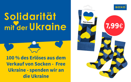 Bunte SOXO Herrensocken Frauensocken free Ukraine - 100 % der Einnahmen aus dem Verkauf dieses Modells werden der Ukraine zugute kommen