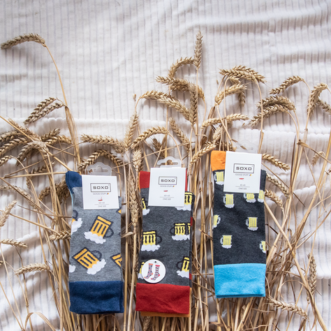 Bunte Set 2x Herrensocken SOXO GOOD STUFF komisch Geschenk Pizza