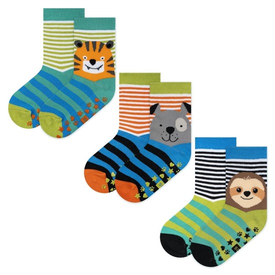 Bunte Set 3x Kinder Socken SOXO mit Haustiere