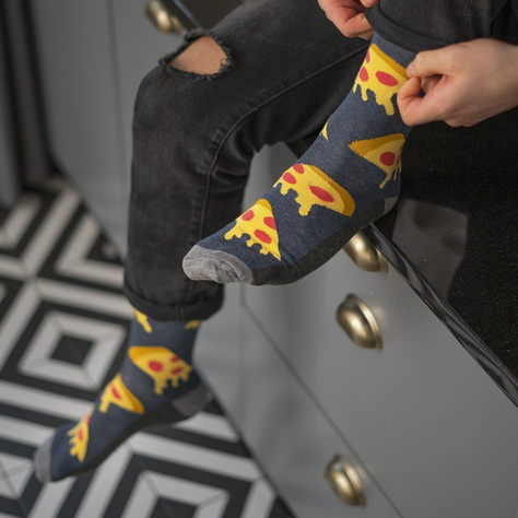 Bunte Set 6x Herrensocken SOXO GOOD STUFF Geschenk Pizza