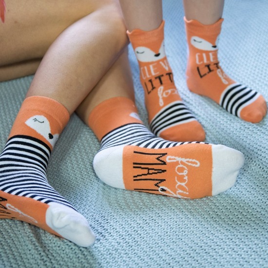 Bunte Set Socken für Mutter und Kind SOXO Baumwollen Fuchs