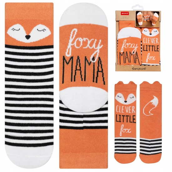 Bunte Set Socken für Mutter und Kind SOXO Baumwollen Fuchs