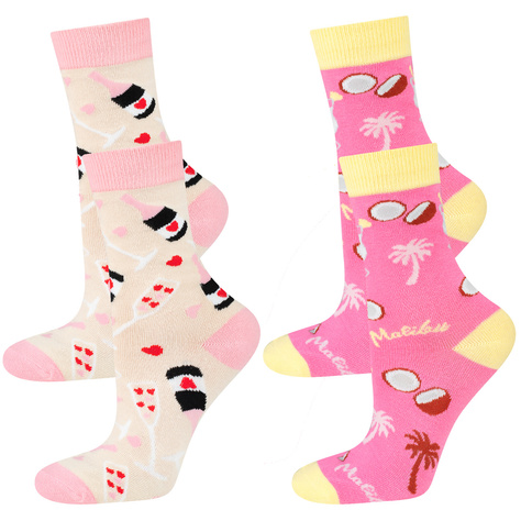 Bunte set 2x Frauensocken SOXO GOOD STUFF Coconut und Champagner in der Geschenkflasche