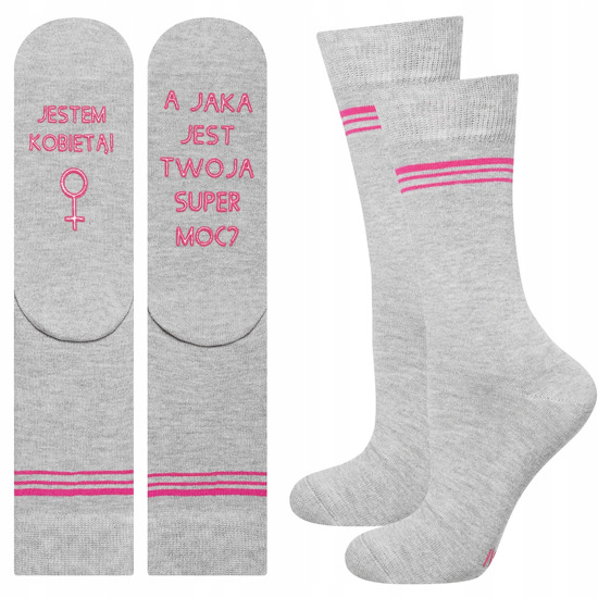 Grau Damen lange Socken SOXO mit polnischen Untertiteln Baumwollen Geschenk 
