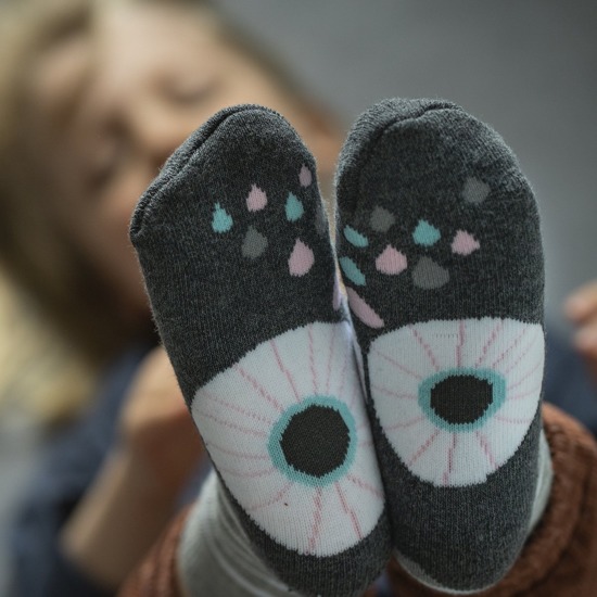 Grau Set 3x Kinder Socken SOXO mit Haustieren warm Frottee