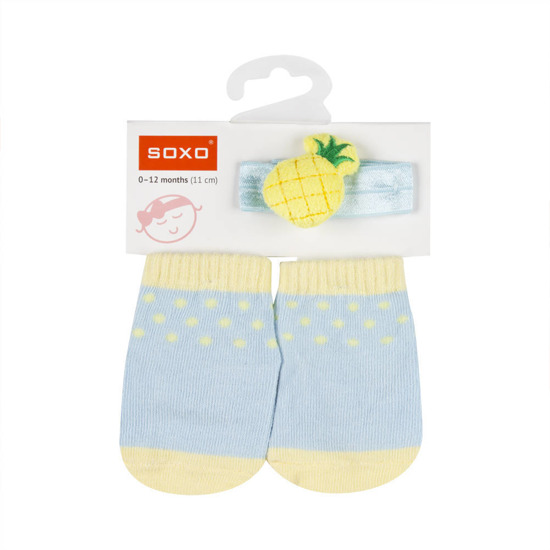 OUTLET Babyset Blaue SOXO Socken und Stirnband mit Ananas