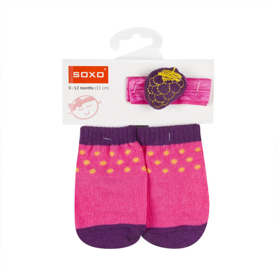 OUTLET Babyset Rosa SOXO Socken und Stirnband