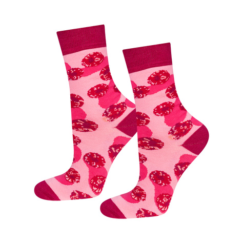 Rosa Damensocken SOXO GOOD STUFF lustige Himbeermarmelade im Glas