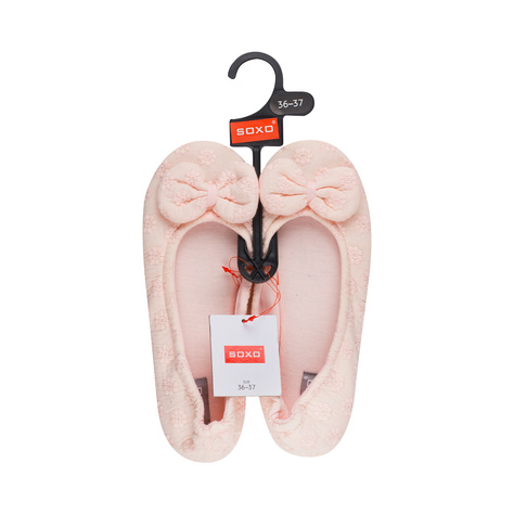 Rosa Hausschuhe Damen Ballerinas SOXO mit einem Bogen