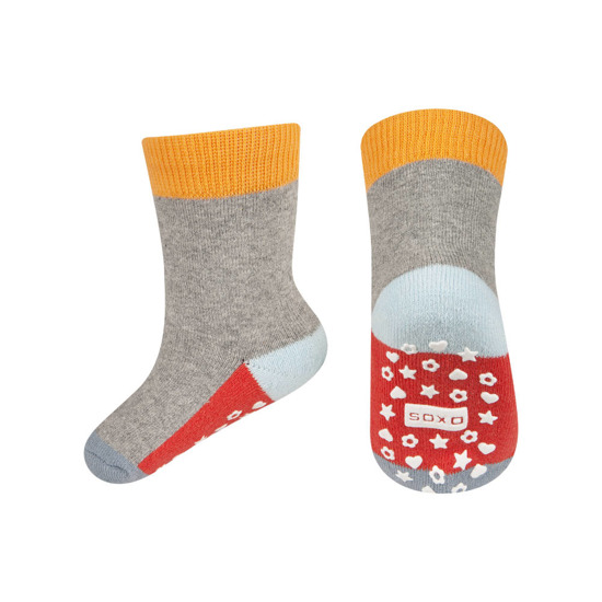 SOXO Baby Frotte-Socken mit bunter Sohle mit ABS