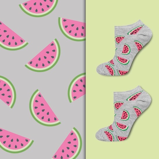 SOXO Set 3 Damen kurze Socken | Wassermelone und Erdbeere Muster