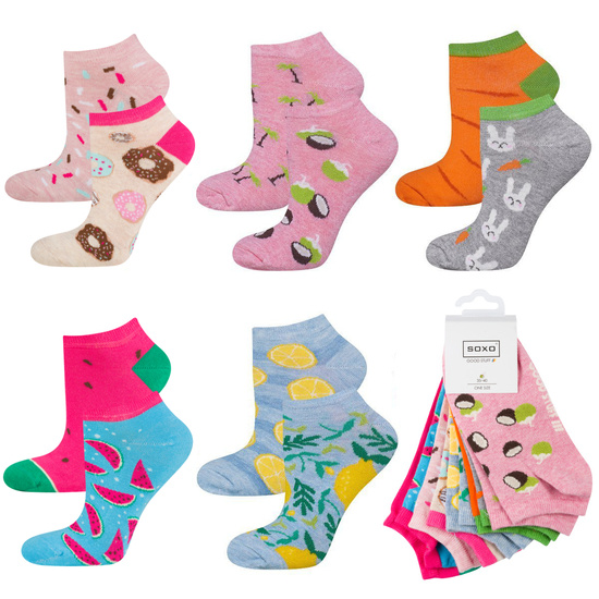 SOXO Set 5 Damen kurze Socken | bunte Muster