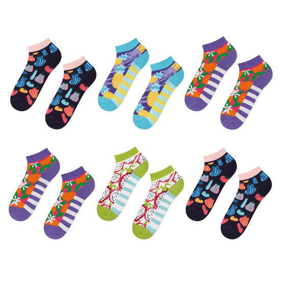 SOXO Set 6 Damen kurze Socken | bunte Muster