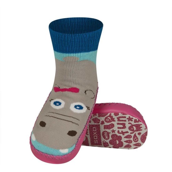 SOXO baby Hausschuhe Socken | Nilpferd