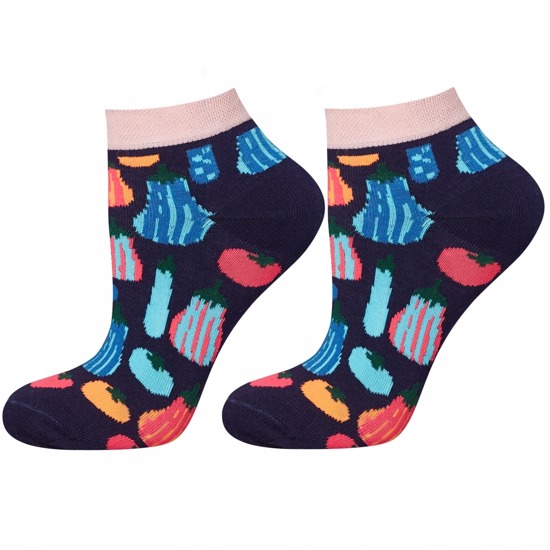 SOXO bunte Damen kurze Socken | marineblau