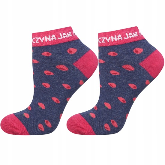SOXO bunte Damen kurze Socken | rosa und Marineblau