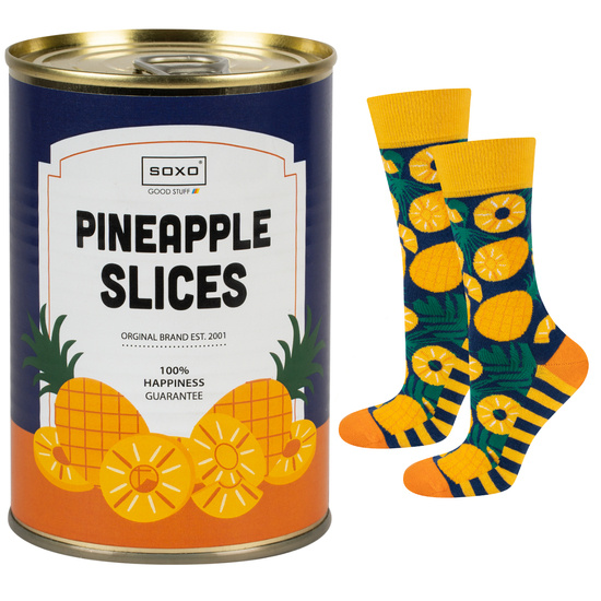 SOXO unisex Socken in einer Blechdose | Pineapplemuster