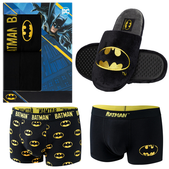 Set mit 2x Boxershorts + 1x Hausschuhe | Batman DC COMICS | SOXO